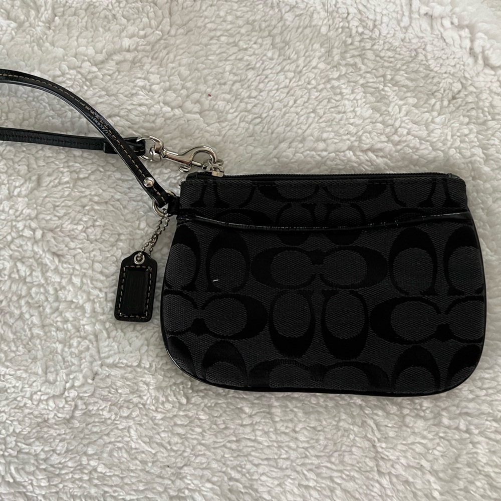 Coach Signature Print Nylon Wristlet/Clutch - Used